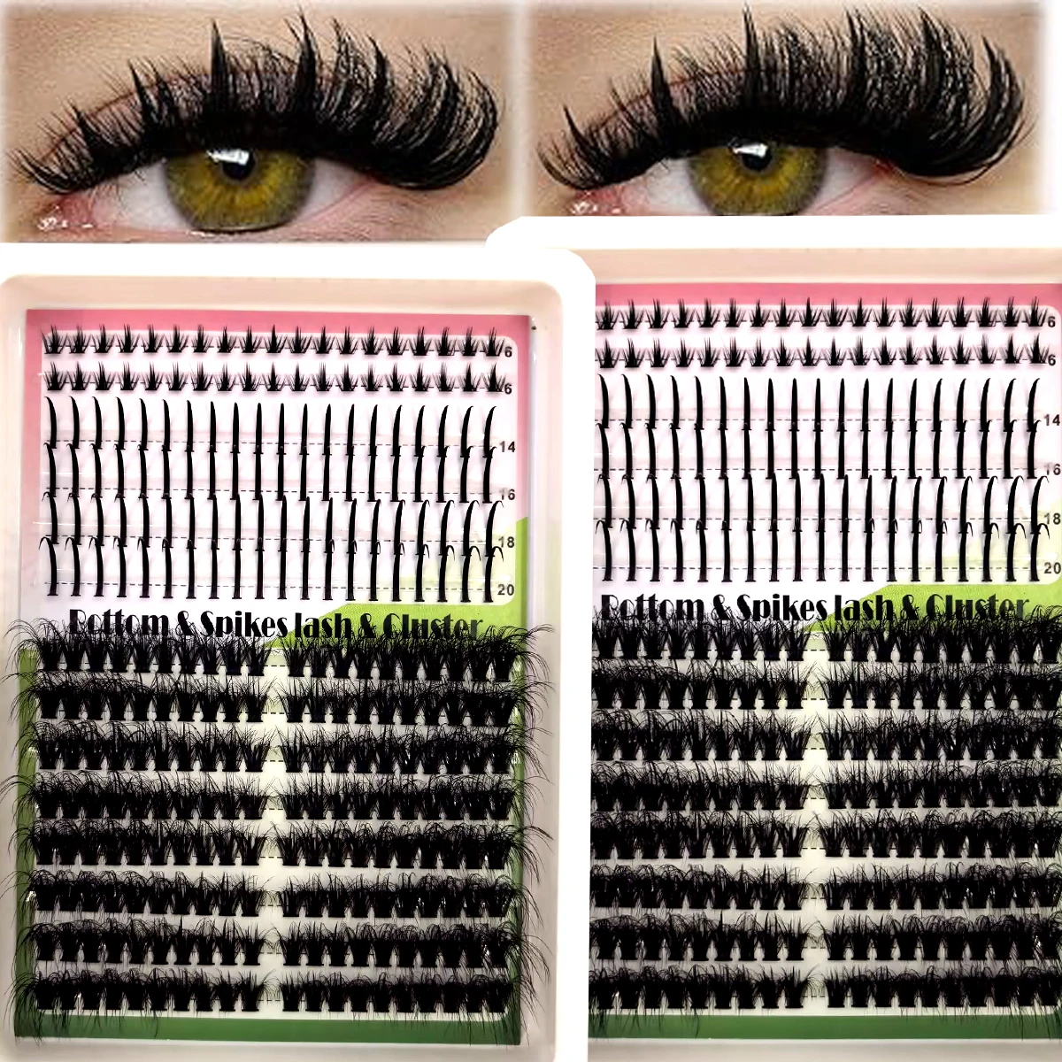 Eyelash Extension Full Set - AMSDCN Spikes14Rows DIY Clustered Valse Wimper