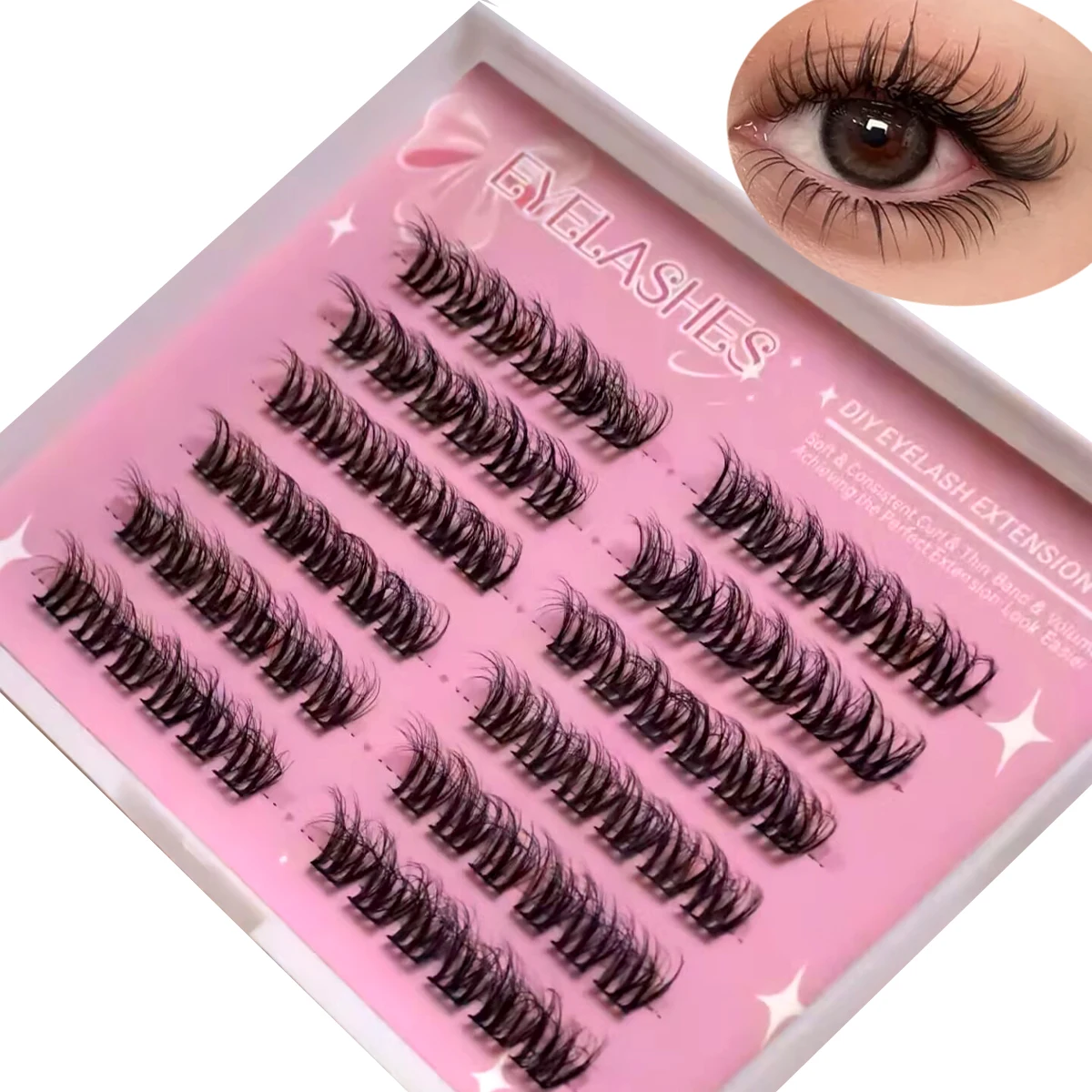 Eyelash Extension For Big Eyes - AMSDCN 10 rijen valse wimpers Zwart