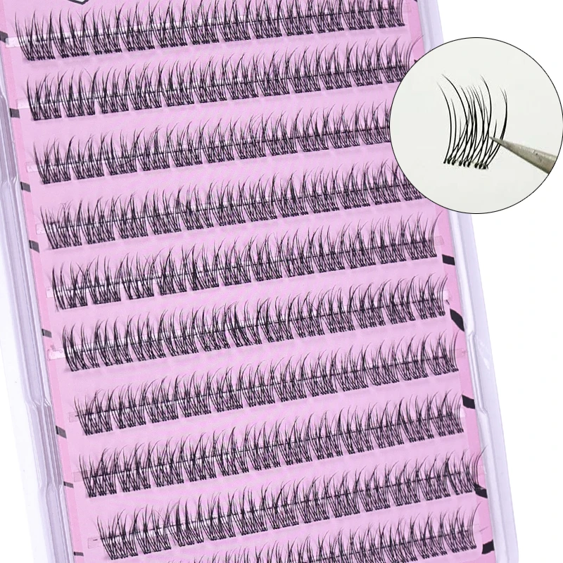 Eyelash Extension Full Set - Pluizige zelfklevende valse wimpers met visstaartdesign,